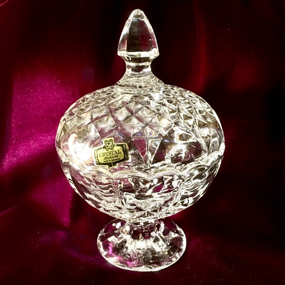 Other - VINTAGE CRYSTAL CANDY DISH WITH LID —YUGOSLAVIA